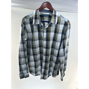 Perry Ellis Mens XL Shirt Stretch Multicolor‎ Windowpane Plaid